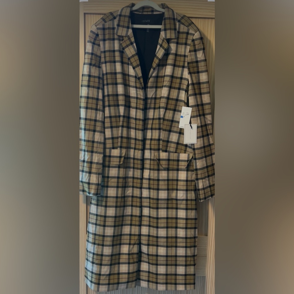 1. State Plaid Coat in Tan and Black